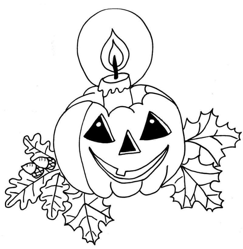 coloriage la bougie dans la citrouille d halloween